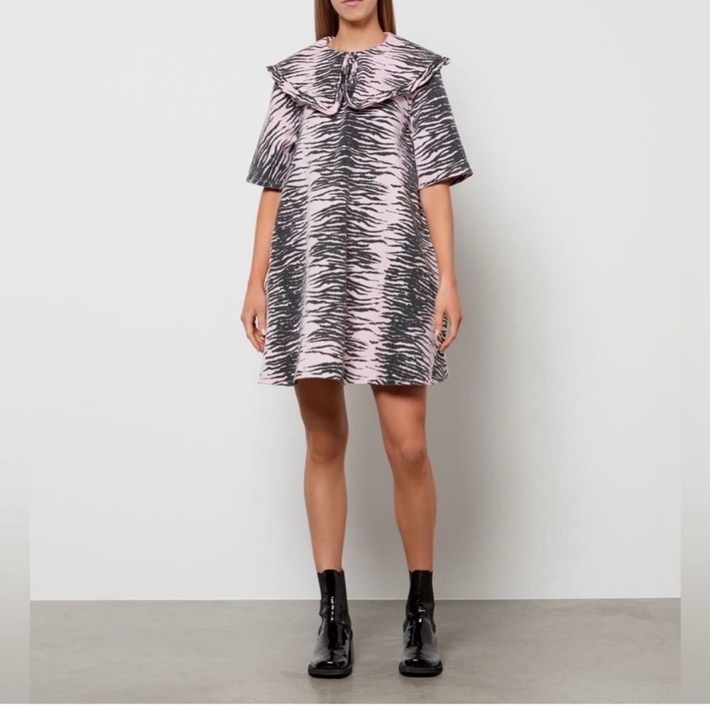 Ganni Tiger Stripe Denim Mini Dress
